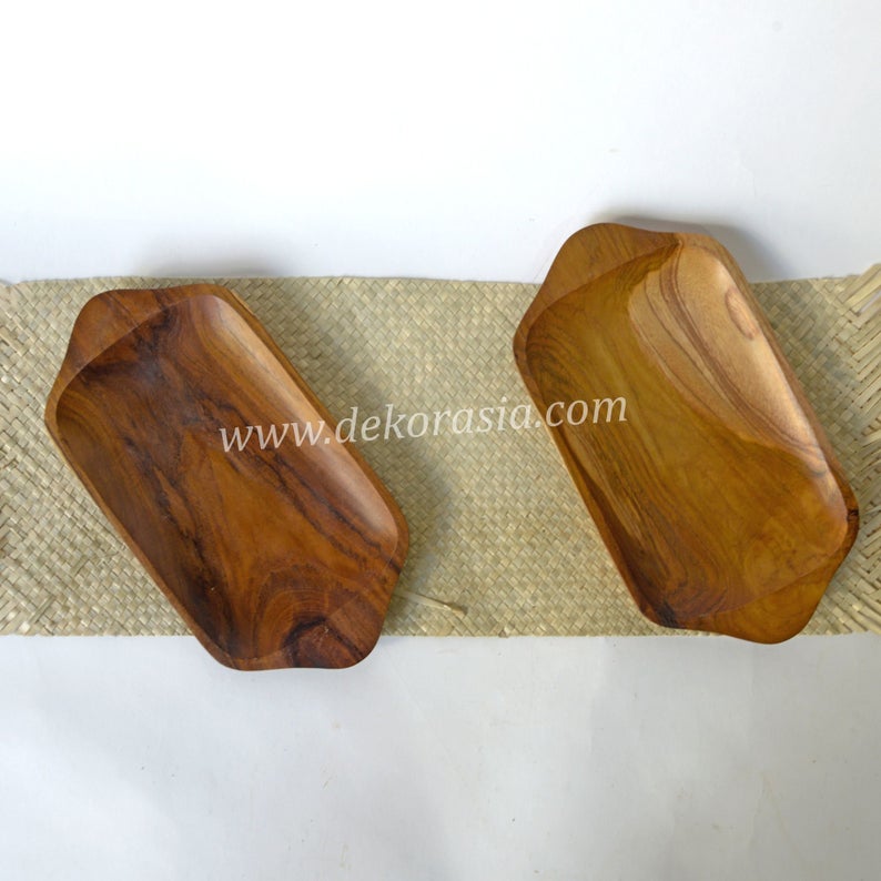 Natural Teak Wooden Tray Size 10.4 x 5.6 x 0.7 inches